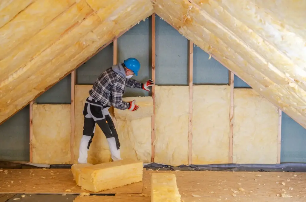 Worker installs mineral wool insulation in residen 2026 03 24 10 12 05 utc groot